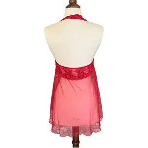 Victoria's Secret Red Lace Halter Slip Dress, Size L thumbnail 4