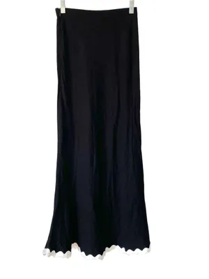 Hello Molly NWTs Black Linen Blend Maxi Skirt with White Trim size XS thumbnail 2