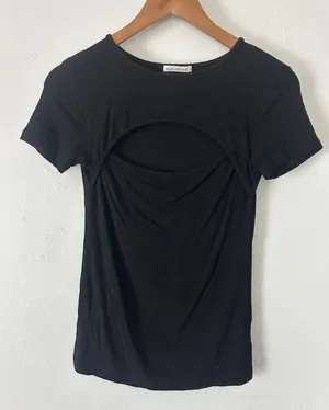 Black Cut Out Going Out Short Sleeve Tee thumbnail 1