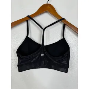Lululemon Flow Y Bra Nulu Black Shine Metallic Foil Sports Bra Size 2 LW2DCQS thumbnail 2