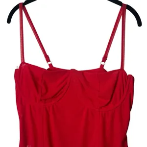Good American Corset Demi Mesh Thong Bodysuit Grenadine Feminine Dainty 2XL thumbnail 3