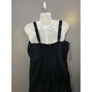 Abercrombie & Fitch Dress Womens Large Tall Black Linen Pleated Sundress thumbnail 7