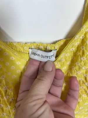 Urban Outfitters Yellow White Floral Textured Square Neck Mini Dress XS thumbnail 3
