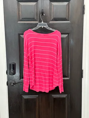 Women’s Pink Striped Long Sleeve Top L thumbnail 2