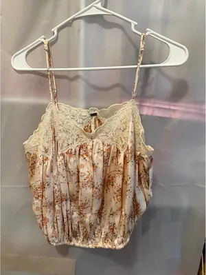 Free People Floral Lace Trim Cami Top XS NWT thumbnail 2