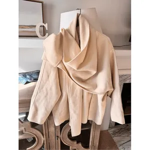 JNBY Scarf Collar Wool Blend‎ Coat Women Cream Ivory One Size thumbnail 4