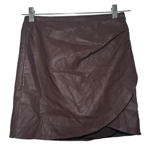Abercrombie & Fitch Faux Leather Wrap Mini Skirt Brown XS party going out thumbnail 1