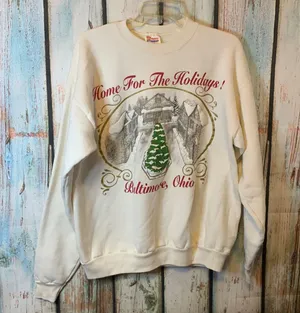Hanes Vintage Christmas Home for the Holidays Baltimore, OH Puffy Paint Sweatshirt thumbnail 1