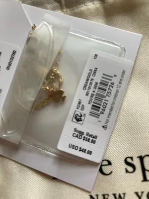 NEW kate spade Gold Flower Pendant Necklace Cubic Circonia with Cream Pouch NWT thumbnail 5