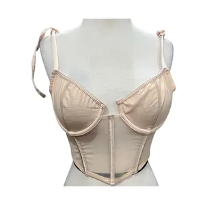 Kat The Label Femme Bustier Top Womens S Beige Tie Straps‎ Flirty Chic Coquette thumbnail 2