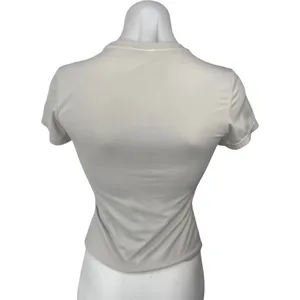 Qinsen Women's Gray Short Sleeve Crew Neck Slim Stretch T Shirt Tee Top Size S thumbnail 2