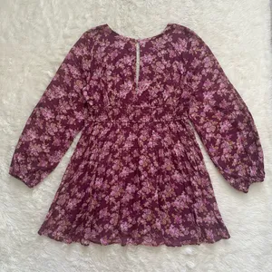 Free People Dress Keep You Mini Long Sleeve Cotton Floral Berry Combo Sz L thumbnail 5