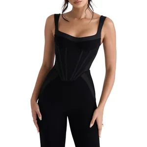House of CB Mylene Corset Straight Leg Black Cocktail Formal Jumpsuit S thumbnail 2