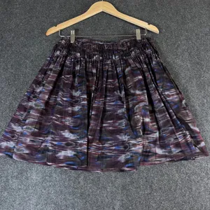 Lord & Taylor Silk Cotton Ikat Print 2 Piece Set Top & Skirt Purple Blue Sz 8 M thumbnail 6