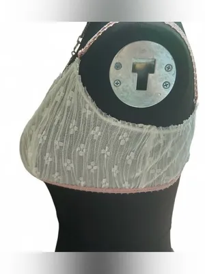 Free People Ivory Lace Bralette with Pink Trim and Mint Rose Accent thumbnail 3
