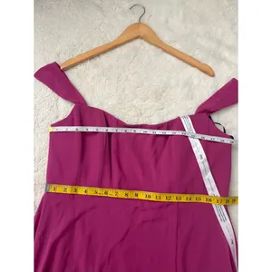 After Six OFF-THE-SHOULDER BASQUE NECK MAXI DRESS FLOUNCE SLEEVES TEA ROSE thumbnail 6