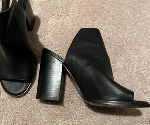 Steve Madden Black Leather Open Toe Booties thumbnail 1