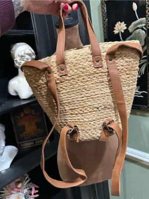 XIX Palms Shorebreak Woven Jute Cooler Backpack – Convertible Straw Bag thumbnail 6