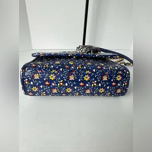 Tory Burch Fleming Printed Small Convertible Shoulder Bag Blue Wild Pansy thumbnail 10