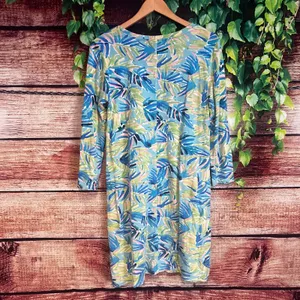 Lilly Pulitzer Devon Serenity Dress Medium Mini Tunic Tropical Hawaii Green Blue thumbnail 4