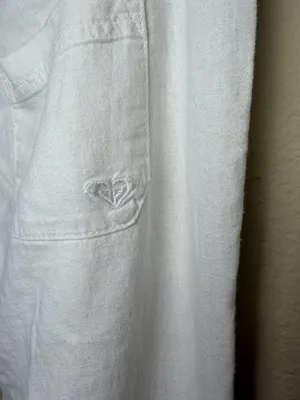 ROXY White Linen Drawstring Wide Leg White Pants Trousers Size Small thumbnail 6