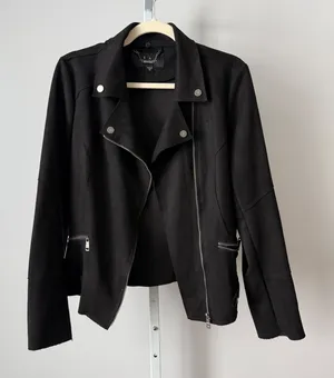 TA Coalition‎ sz XL Black Faux Suede Moto Biker Jacket Punk Goth thumbnail 1