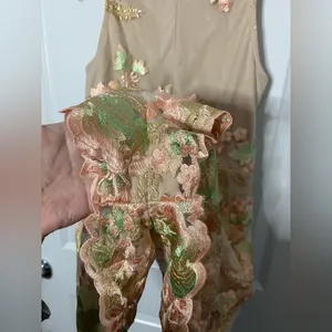 Hello Molly Fairy Embroidery Mesh Floral Plunge Neckline Zip Up Romper Sz 10 thumbnail 14