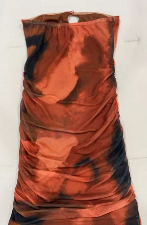 Strapless Bodycon Tie Dye Dress Orange thumbnail 5