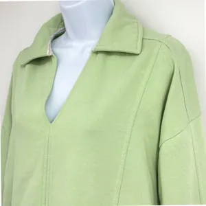 Pilcro Pullover Sweatshirt Women S Green V Neck Collar‎ Fleece Anthropologie thumbnail 4