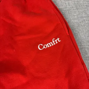 Comfrt Sweatpants Womens Small Red Fleece Jogger Elastic Waist Tapered thumbnail 2
