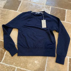 Alternative Terry Quilted Pullover Blue XS S Knit Sweatshirt Crew Neck thumbnail 3