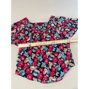 Ann Taylor Floral Loose Fit Top Size S Black thumbnail 5