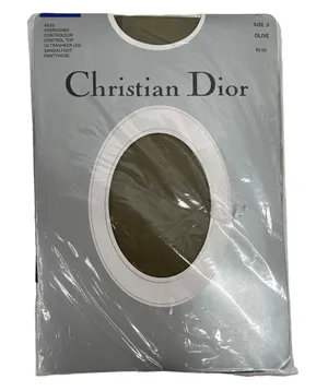 Vtg Christian Dior Panty Hose Stockings Nylons Olive Size 2 Fits 110 140 lbs USA thumbnail 1