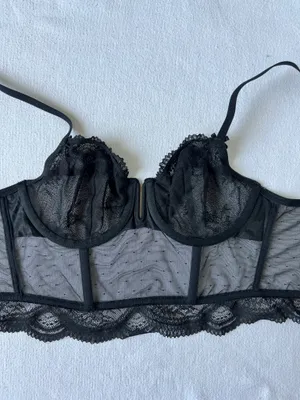 Black Auden Sheer Lace Corset Style Bralette - Size s thumbnail 3