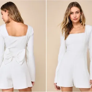 LULUS Bachelorette Engagement Bridal Shower Sexy Chic Honeymoon Pearls Romper thumbnail 3
