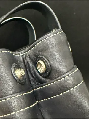 Vintage Y2K COACH F10911 Soho Carryall Satchel Black Leather Contrast Stitching thumbnail 16