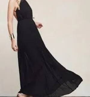 Reformation Maxi Dress Womens XS Black Jezebel Open Back Halter Formal Gown NWT thumbnail 1