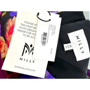 Milly Natalie Floral Cocktail‎ Dress Black Multi Tulle Skirt Bow Belt 10 NEW thumbnail 6