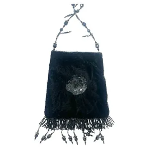Todd Anthony Black Beaded Sequin Evening Bag‎ Vintage Flapper Purse thumbnail 6