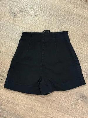 Zara Basic Black High Waisted Lace Up Corset Shorts Size XS thumbnail 2