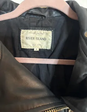 River Island Black leather biker jacket with gold zippers #biker #leatherjacket thumbnail 3