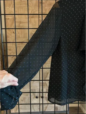 NWT Avec Les Filles Blouse Small Black Polka Dot Keyhole Cascading Ruffles thumbnail 3