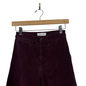 Madewell Emmett Wide Leg Crop Pants in Velveteen Plum Dark Academia Size 24 thumbnail 3