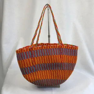 Boho Woven‎ Straw Tote Bag Multi Color Striped Beach Shoulder Bag Summer Purse thumbnail 3