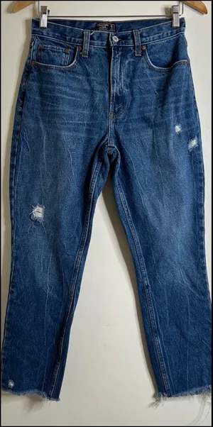 Abercrombie & Fitch Mom Jean 26/2R Frayed Raw Hem Distressed thumbnail 1