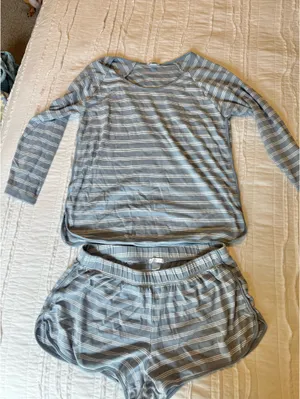 Lake striped pajamas dusty blue thumbnail 3