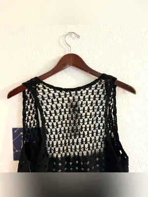 NWT Papillon Womens Crochet Lace Vest 100% Cotton Western Boho Size Small thumbnail 4