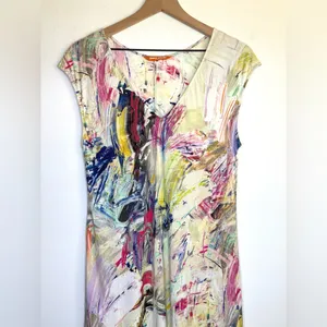 Jams World Dress Color Dance Abstract Print 100% Rayon Sleeveless‎ Resort Wear M thumbnail 2