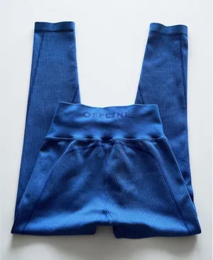 OFFLINE by Aerie Blue‎ Waffle Knit Seamless High Waisted Leggings Size Small thumbnail 1