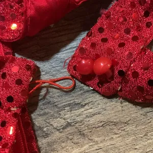 Sexy Retro Vintage 90s Red Sequin Floor Length Formal Gown Halter Neck Leg Slit thumbnail 15